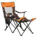 Multicolour Foldable Reclining Garden Chair with Footrest and Headrest