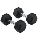 10kg Hex Rubber Dumbbells Set - Black - Home Gym Fitness Equipment