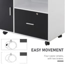 Black and White Mobile File Cabinet with Lockable Drawer and Shelf