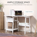 White Compact Computer Desk with Storage Shelves - Home Office Study Table