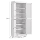 White Freestanding Kitchen Storage Cabinet with 4 Doors and 6-Tier Shelving