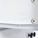 White Kitchen Storage Cabinet with Glass Doors and Drawers