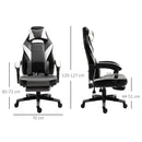 Grey Ergonomic Gaming Chair with Footrest and Lumbar Support
