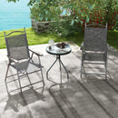 Grey Folding Garden Chairs with Mesh Seats - Set of 2