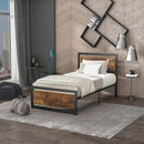 Black Metal Single Bed Frame with Storage Space