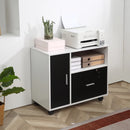 Black and White Mobile File Cabinet with Lockable Drawer and Shelf