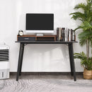Black Compact Computer Desk with Monitor Stand and Storage