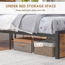 Rustic Brown Steel Single Bed Frame with Storage, 3.1FT