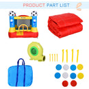 Blue Kids Football Inflatable Bouncy Castle Trampoline with Blower - Outdoor Garden Fun (Ages 3-8)