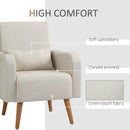Cream Linen Armchair with Wooden Frame