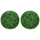 Set of 2 Green Artificial Boxwood Topiary Balls, 40cm - Indoor/Outdoor Hanging Decor