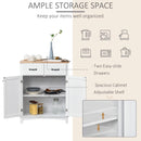 White Wooden Kitchen Storage Cabinet with Drawers