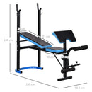 Adjustable Weight Bench with Leg Developer and Barbell Rack, Black