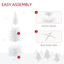 6ft White Pencil Slim Artificial Christmas Tree with Realistic Branches