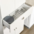 White Tall Kitchen Storage Cabinet with Drawer & Adjustable Shelves