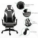 Grey Ergonomic Gaming Chair with Footrest and Lumbar Support