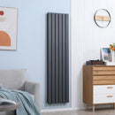 Grey Vertical Designer Radiator - 456 x 1800 mm Double Panel Wall Heater