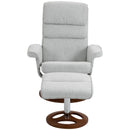 Grey Swivel Recliner Chair with Ottoman Set
