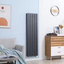 Grey Vertical Designer Radiator - 460 x 1600 mm Double Panel Water Heater