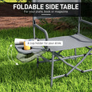 Grey Folding Camping Chair with Side Table