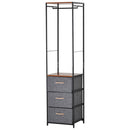 Grey Coat Rack with 3 Drawers - Steel Frame Storage Organizer