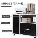 Black and White Mobile File Cabinet with Lockable Drawer and Shelf