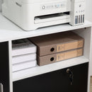 Black and White Mobile File Cabinet with Lockable Drawer and Shelf