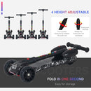 Black Kids 3-Wheel Scooter with Adjustable Height and Engine-Look Water Spray