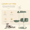 Green Cat Tree Tower with Scratching Post, Hammock & Toy