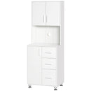 White Modern Kitchen Storage Cabinet with Drawers and Countertop