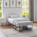 Metal Single Bed Frame with Headboard, Footboard, and Storage - Black