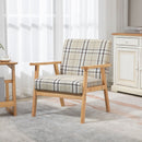 Beige Linen One Seater Sofa with Armrests and Lattice Pattern