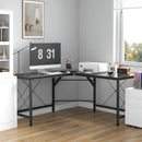 Black L-Shaped Corner Desk for Home Office, Space-Saving Workstation, 150x150x76cm