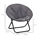 Grey Portable Padded Saucer Moon Chair for Outdoor Activities
