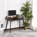 Black Compact Computer Desk with Monitor Stand and Storage