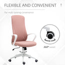 Pink Fabric High Back Office Chair with Armrests & Swivel Wheels