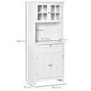 White Wooden Kitchen Storage Cabinet with Glass Door and Drawer