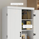White 4-Door Tall Kitchen Cupboard with 6-Tier Storage
