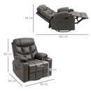 Brown Manual Reclining Armchair with Footrest and Cup Holders