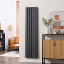 Grey Vertical Designer Radiator - 456 x 1800 mm Double Panel Wall Heater