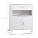 White Printer Stand with Storage Drawer for Home Office