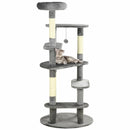 Grey Cat Tree Tower with Scratching Posts and Bed
