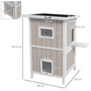 Wooden 2-Tier Cat Shelter with Escape Doors & Asphalt Roof - Light Grey