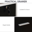 Black and White Mobile File Cabinet with Lockable Drawer and Shelf
