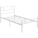 Metal Single Bed Frame with Headboard, Footboard, and Storage - Black