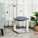 Grey Cat Tree Tower with Scratching Post, Hammock & Ball - 40x40x83 cm