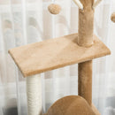 Brown Cat Tree Tower with Scratching Post & Toys - 121cm