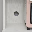 White Kitchen Microwave Cart with Cabinet and Locking Wheels