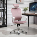 Velvet Pink Ergonomic High Back Office Chair with Adjustable Headrest