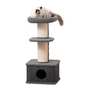 Grey Cat Tree Tower with Scratching Post and Condo